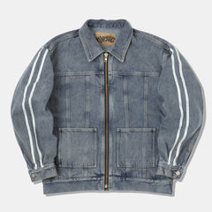 GOD’S WATCHING DENIM LINE JACKET - M / Blue