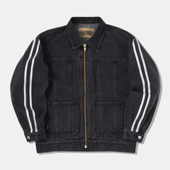 GOD’S WATCHING DENIM LINE JACKET - M / Black